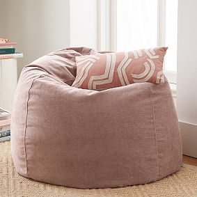 Large west elm x pbt Distressed Velvet Light Pink Bean Bag Chair Slipcover