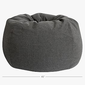 Large Tweed Charcoal Bean Bag Chair