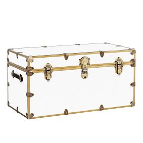Open Box: XXL Vinyl Dorm Trunk (36") - White with Rubbed Brass Trim