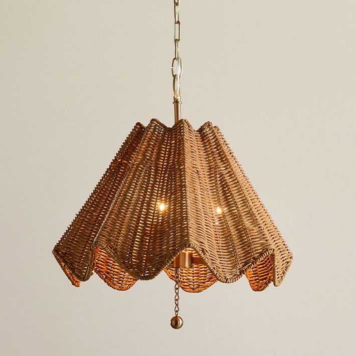 Chris Loves Julia Ruffle Rattan Chandelier (16