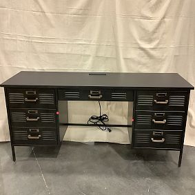 Open Box: Locker Double Pedestal Smart Storage Desk (64") - Industrial Black Metal