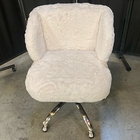Open Box: Wingback Swivel Desk Chair - Polar Bear Faux Fur Ivory