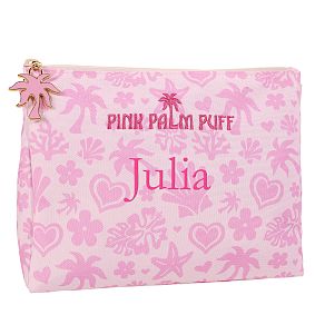 Pink Palm Puff Accessories Pouch