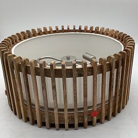 Open Box: Blaine Wooden Drum Flush Mount (17") - Natural