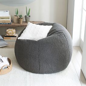 Sherpa Charcoal Bean Bag Chair Slipcover Only