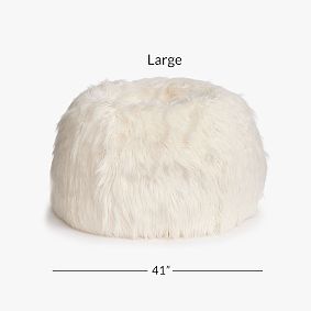 Large Himalayan Faux Fur Ivory Bean Bag Chair