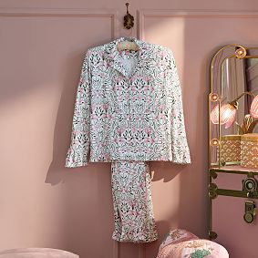 <i>Wicked</i> Glinda Ruffle Classic Long Bamboo Viscose Pajama Set