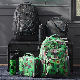 Gear-Up Minecraft Camo Backpack, Lunch and  Water Bottle Bundle, Set of 3