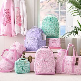 Gear-Up Pink Palm Puff Aqua Backpack and Lunch Box Bundle, Set of 2