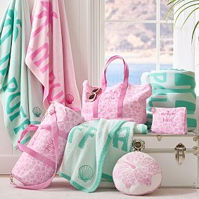 Pink Palm Puff Accessories Pouch