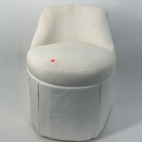 Open Box: Kennedy Pleated Swivel Vanity Stool - Performance Linen Blend White