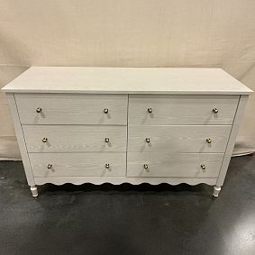 Open Box: Camille 6-Drawer Dresser (54"W x 19"D) - Bleached Bone, Brass