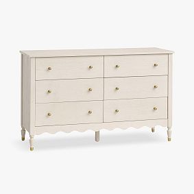 Open Box: Camille 6-Drawer Dresser (54"W x 19"D) - Bleached Bone, Brass