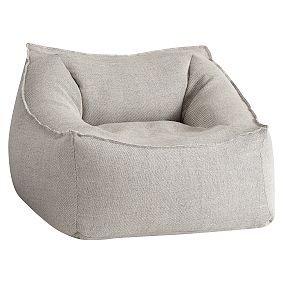 Open Box: Modern Bean Bag Lounger, Large - Boucle Twill Gravel