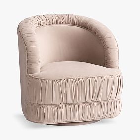 Open Box: Ruched Swivel Lounge Chair - Chenille Blush