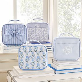 Gear-Up Chambray Eyelet Embroidered Large Backpack and Lunch Box Bundle, Set of 2