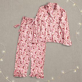 LoveShackFancy Fête de L'eau Ruffle Long Bamboo Viscose Pajama Set