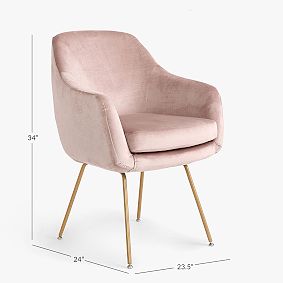 Open Box:  Lustre Velvet Dusty Blush Baylor Stationary Desk Chair