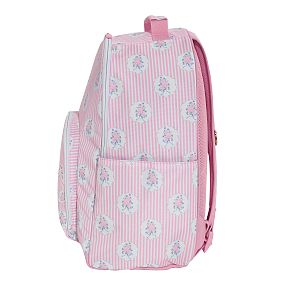 Gear-Up Pink Floral Pinstripes Large Backpack and Lunch Box Bundle, Set of 2