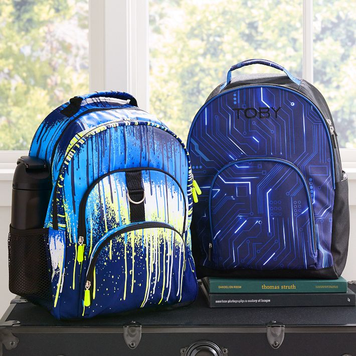 Gear-Up Drip Painting Blue Glow Backpack | Pottery Barn Teen
