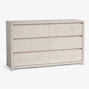 Open Box: Costa 6-Drawer Wide Dresser (56"W x 19"D) - Weathered White