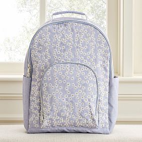 Gear-Up Chambray Eyelet Embroidered Large Backpack and Lunch Box Bundle, Set of 2