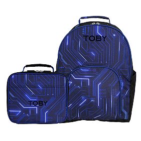 Gear-Up Glow in the Dark Circuit Map Large Backpack and Lunch Box Bundle, Set of 2