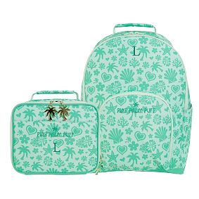 Gear-Up Pink Palm Puff Aqua Backpack and Lunch Box Bundle, Set of 2