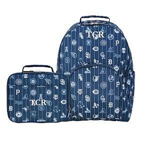 Gear-Up MLB Blue Large Backpack and Lunch Box Bundle, Set of 2