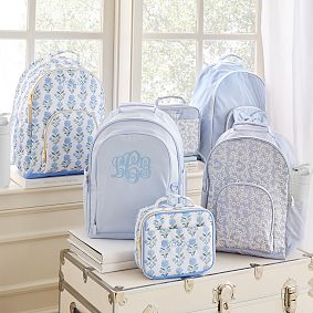 Gear-Up Chambray Eyelet Embroidered Large Backpack and Lunch Box Bundle, Set of 2