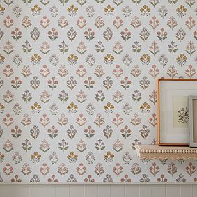 Lily Floral Blockprint Wallpaper Samples