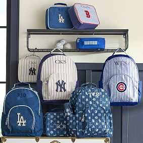 Gear-Up MLB Blue Large Backpack and Lunch Box Bundle, Set of 2