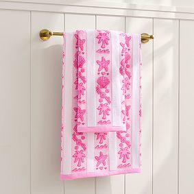 Pink Palm Puff Bath Wrap &amp; Towels Set