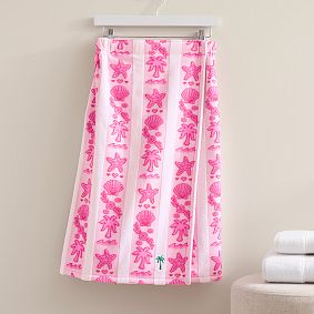 Pink Palm Puff Bath Wrap &amp; Towels Set