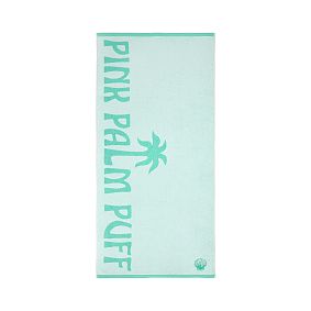 Pink Palm Puff Logo Beach Towel