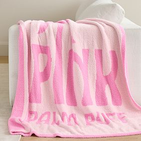 Pink Palm Puff Logo Throw