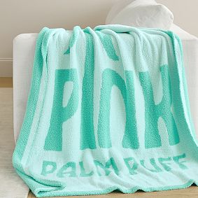 Pink Palm Puff Logo Throw
