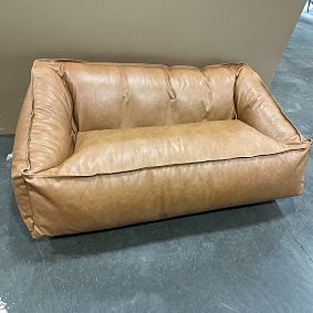 Open Box: Double Modern Bean Bag Lounger (62") - Faux Leather Caramel