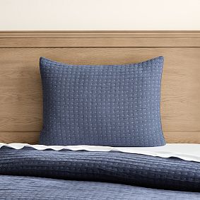 Open Box: Carter Stitch Sham, Standard - Navy
