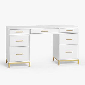 Open Box: Blaire Smart Storage Desk (57") - Simply White, Gold