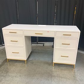 Open Box: Blaire Smart Storage Desk (57") - Simply White, Gold