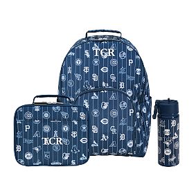 Gear-Up MLB Blue Large Backpack, Lunch Box and Water Bottle Bundle, Set of 3