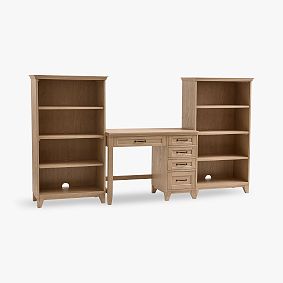 Hampton Single Pedestal Storage Desk &amp; Bookcase Set (100"w x 20"d)