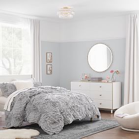 Monique Lhuillier Crystal Flower Framed Round Mirror (36")