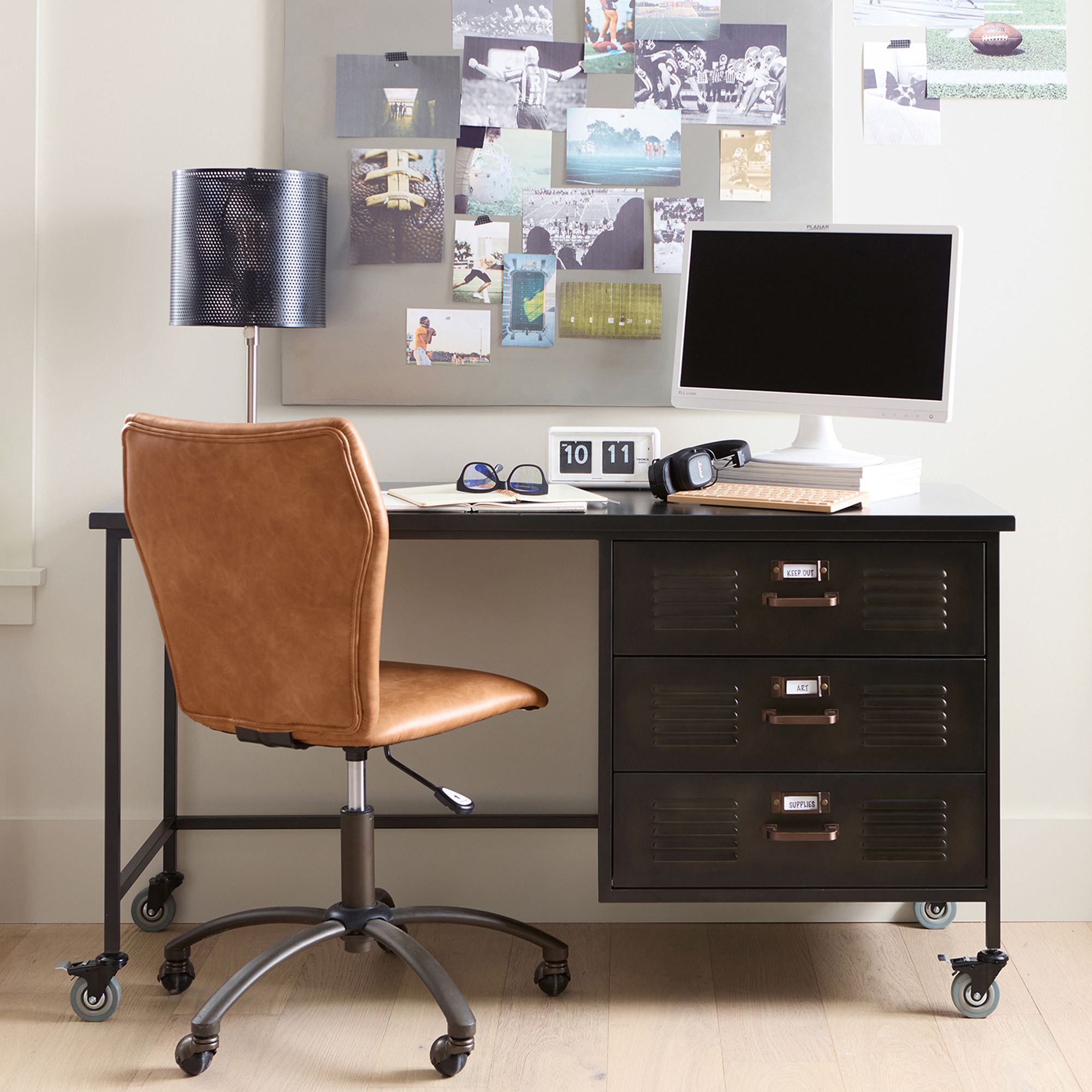 Locker Single Pedestal Storage Desk (56"w x 20.5"d) by Pottery Barn Teen