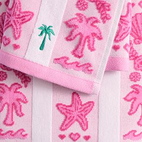 Pink Palm Puff Bath Towel