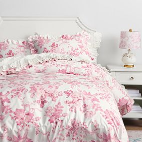 LoveShackFancy Damask Ruffle Duvet Cover