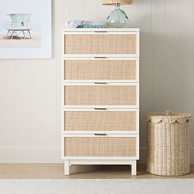 Westly Cane 5-Drawer Tall Dresser (26w x 18d")