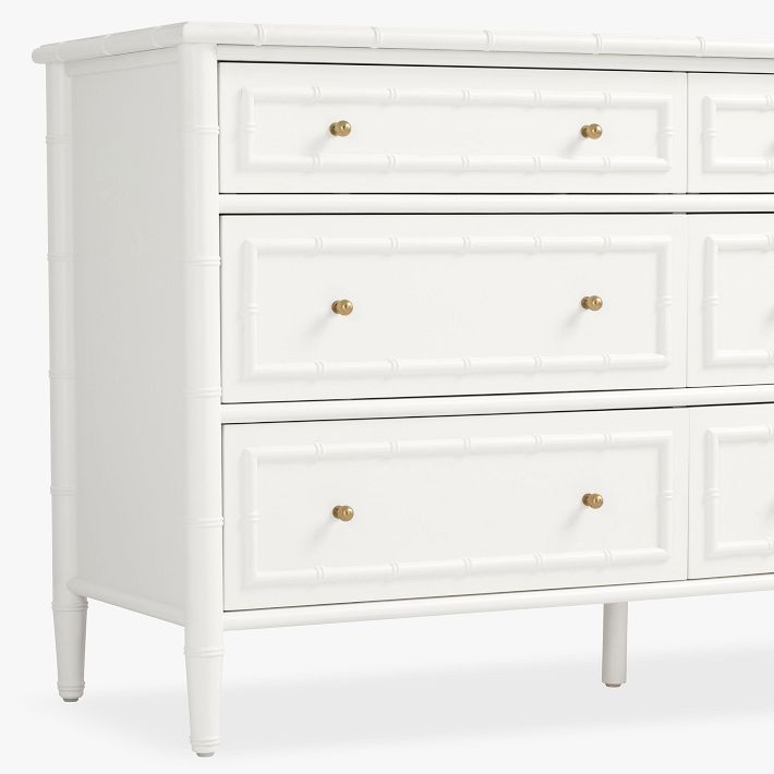 white bamboo dresser Kennedy Faux Extra Wide AERIN 6 Drawer Bamboo Dresser,