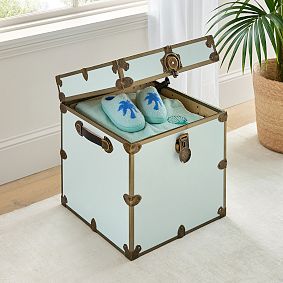 Pink Palm Puff Cube Dorm Trunk (18")